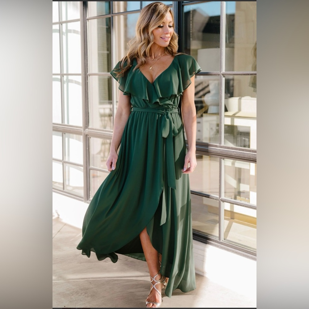 Baltic Born Katya Ruffle Dress in Evergreen